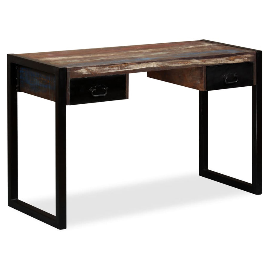 Bureau met 2 lades 120x50x76 cm massief gerecycled hout 120 x 50 x 76 cm massief gerecycled hout