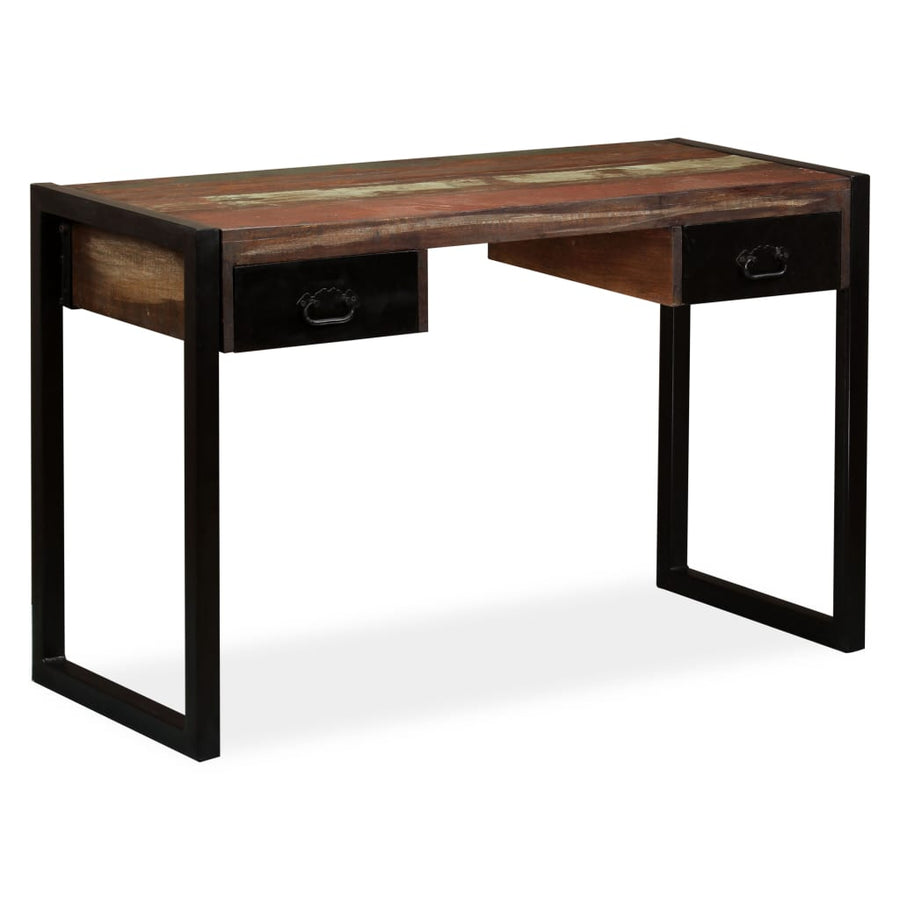 Bureau met 2 lades 120x50x76 cm massief gerecycled hout 120 x 50 x 76 cm massief gerecycled hout