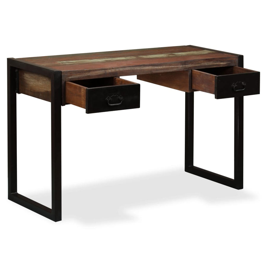 Bureau met 2 lades 120x50x76 cm massief gerecycled hout 120 x 50 x 76 cm massief gerecycled hout