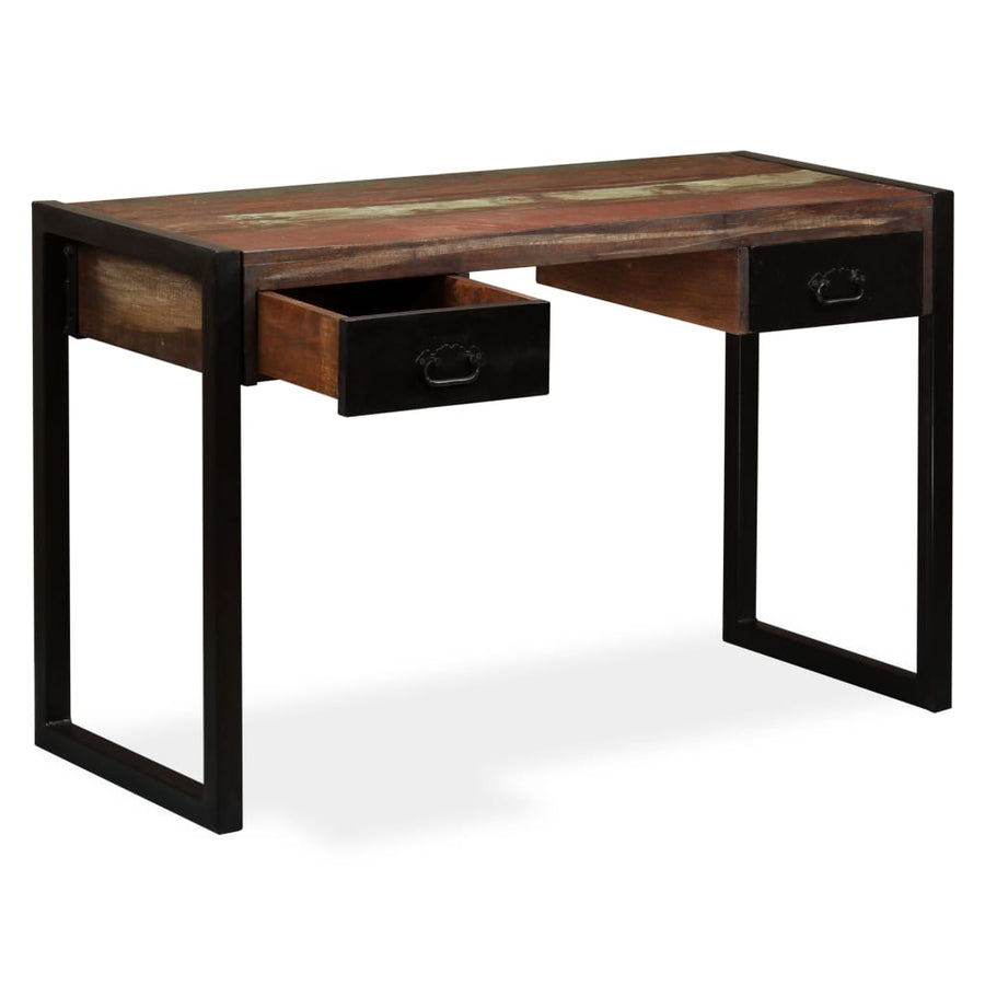 Bureau met 2 lades 120x50x76 cm massief gerecycled hout 120 x 50 x 76 cm massief gerecycled hout