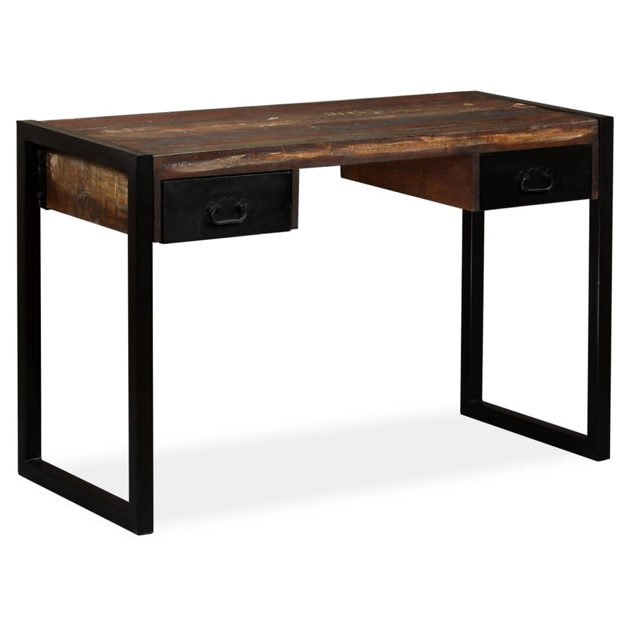 Bureau met 2 lades 120x50x76 cm massief gerecycled hout 120 x 50 x 76 cm massief gerecycled hout