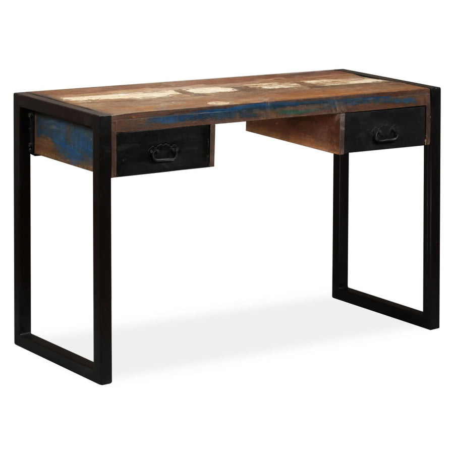 Bureau met 2 lades 120x50x76 cm massief gerecycled hout 120 x 50 x 76 cm massief gerecycled hout