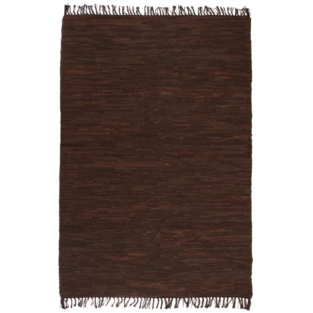 Vloerkleed Chindi handgeweven 120x170 cm leer bruin