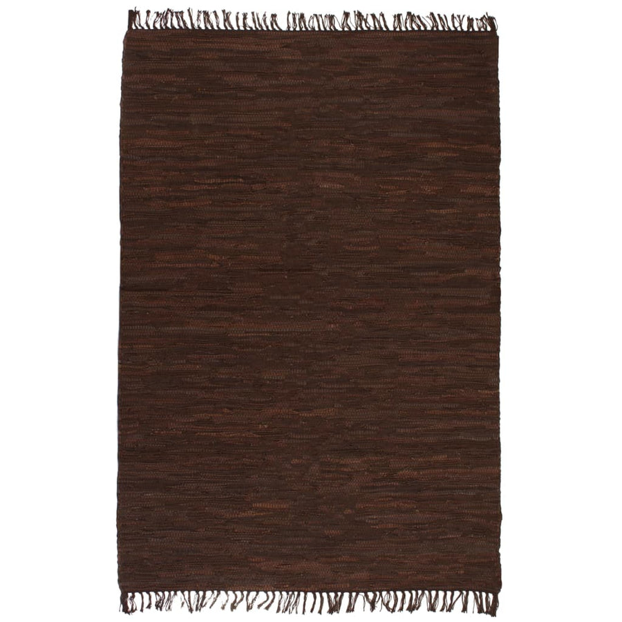 Vloerkleed Chindi handgeweven 120x170 cm leer bruin