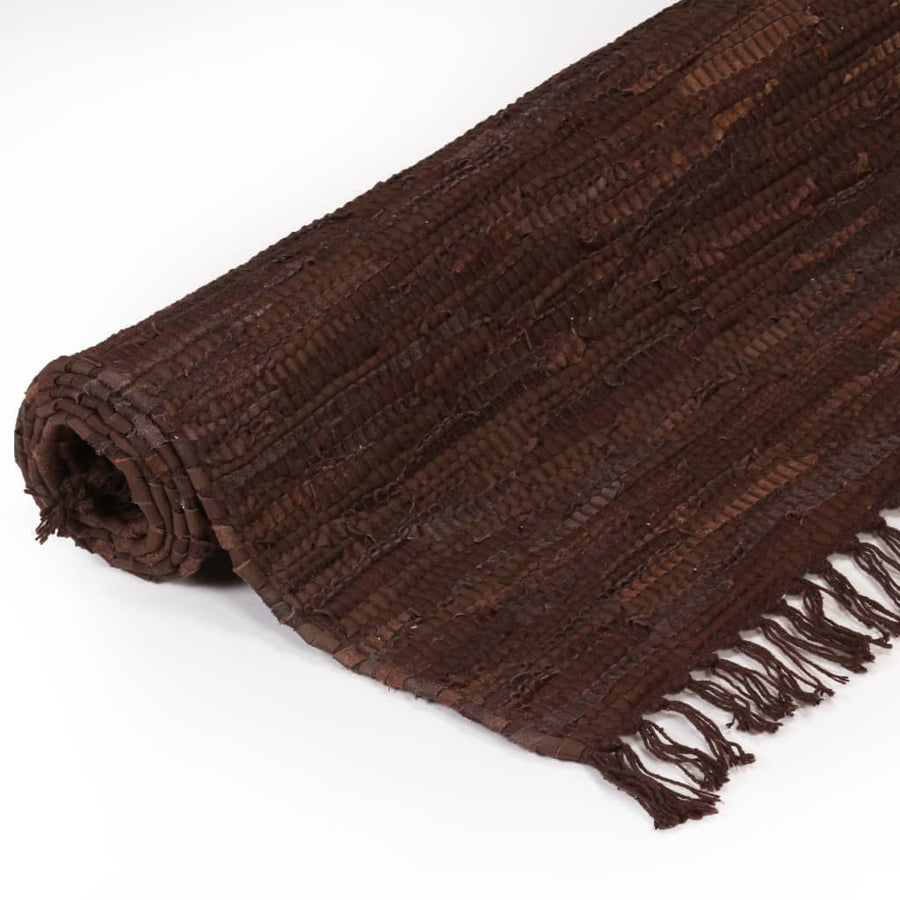 Vloerkleed Chindi handgeweven 120x170 cm leer bruin