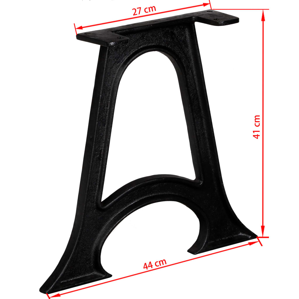 Poten Met Gewelfde Onderkant A-Frame Gietijzer Salontafel A-frame gebogen onderkant