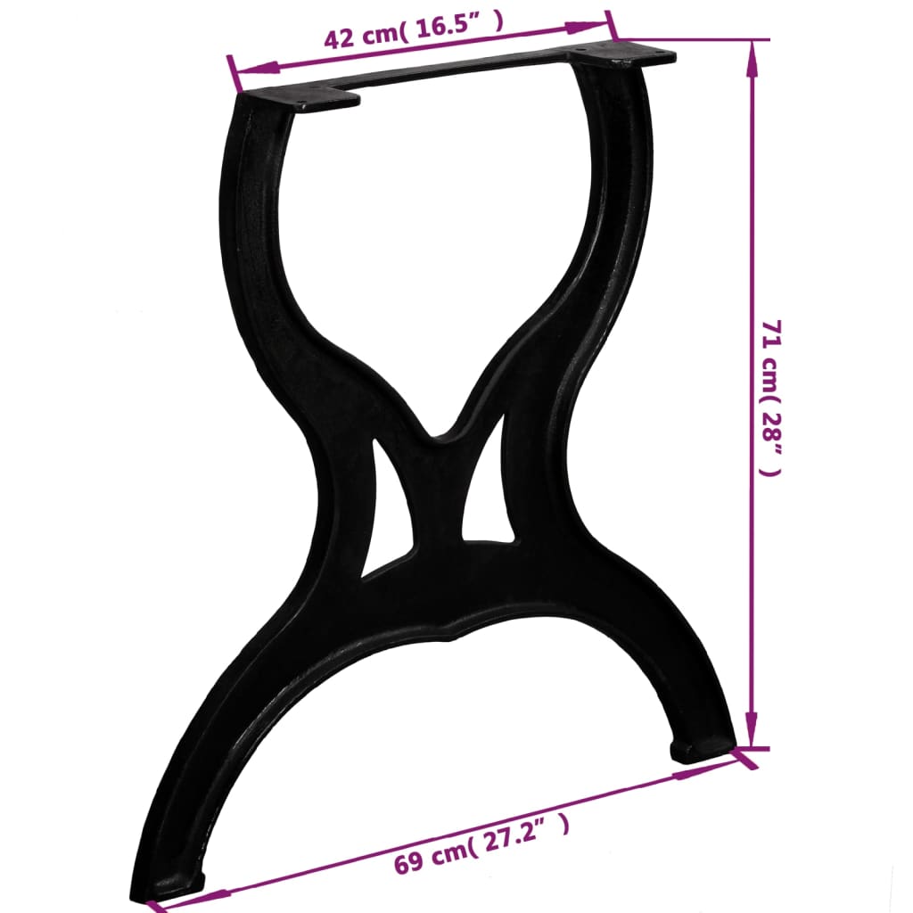 Eettafelpoten 2 st X-frame gietijzer