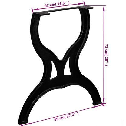 Eettafelpoten 2 st X-frame gietijzer