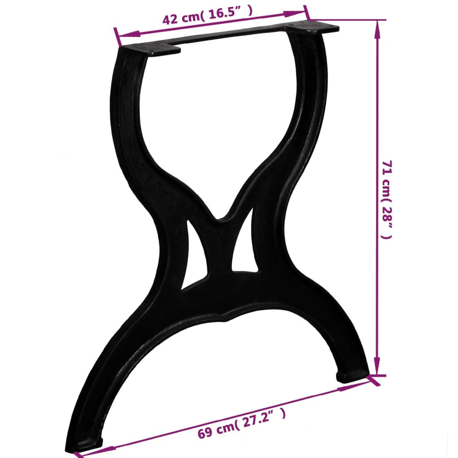 Eettafelpoten 2 st X-frame gietijzer