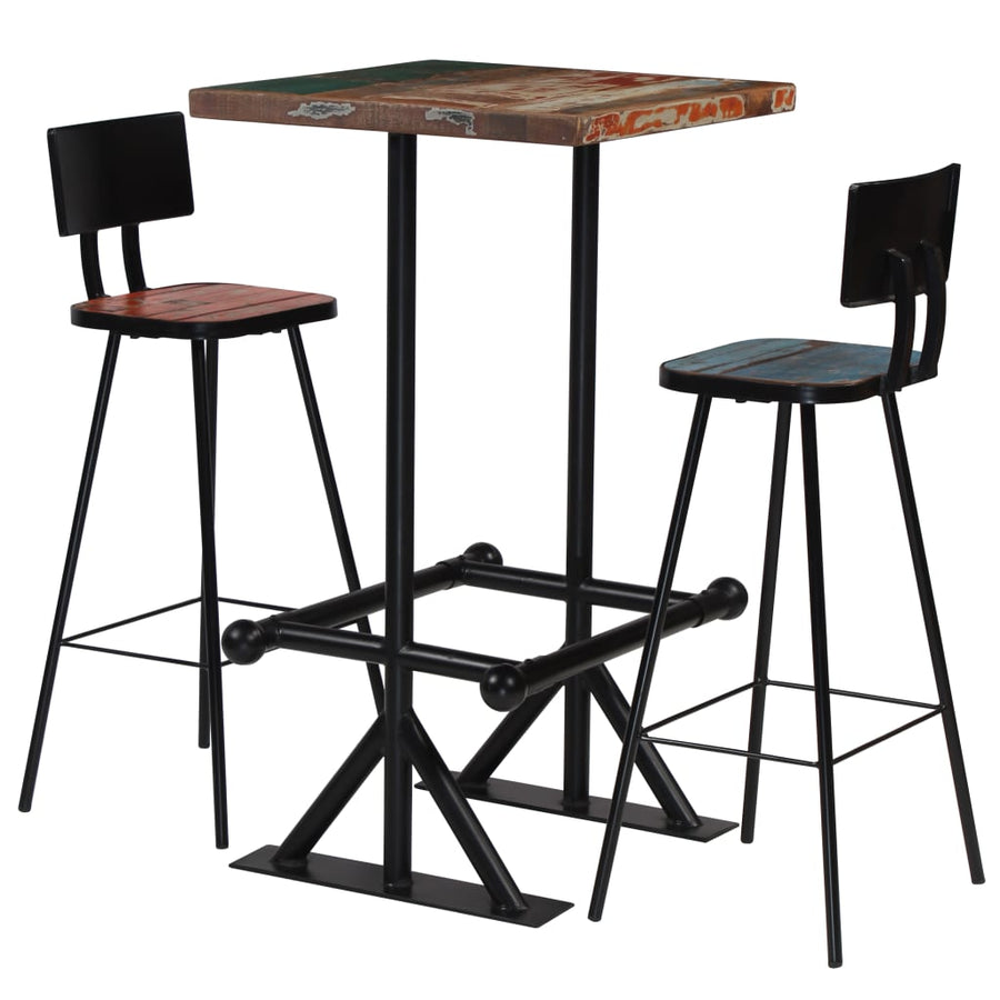 -Delige Barset Massief Gerecycled Hout Meerkleurig 3