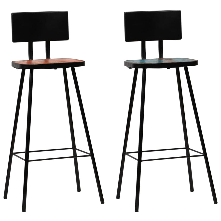 -Delige Barset Massief Gerecycled Hout Meerkleurig 3
