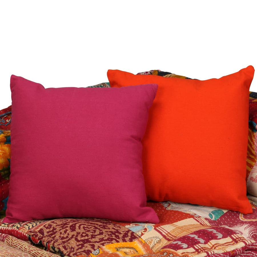 Poef Tweezits Modulair Stof Patchwork Tweezitsbank met rugleuning en armleuning