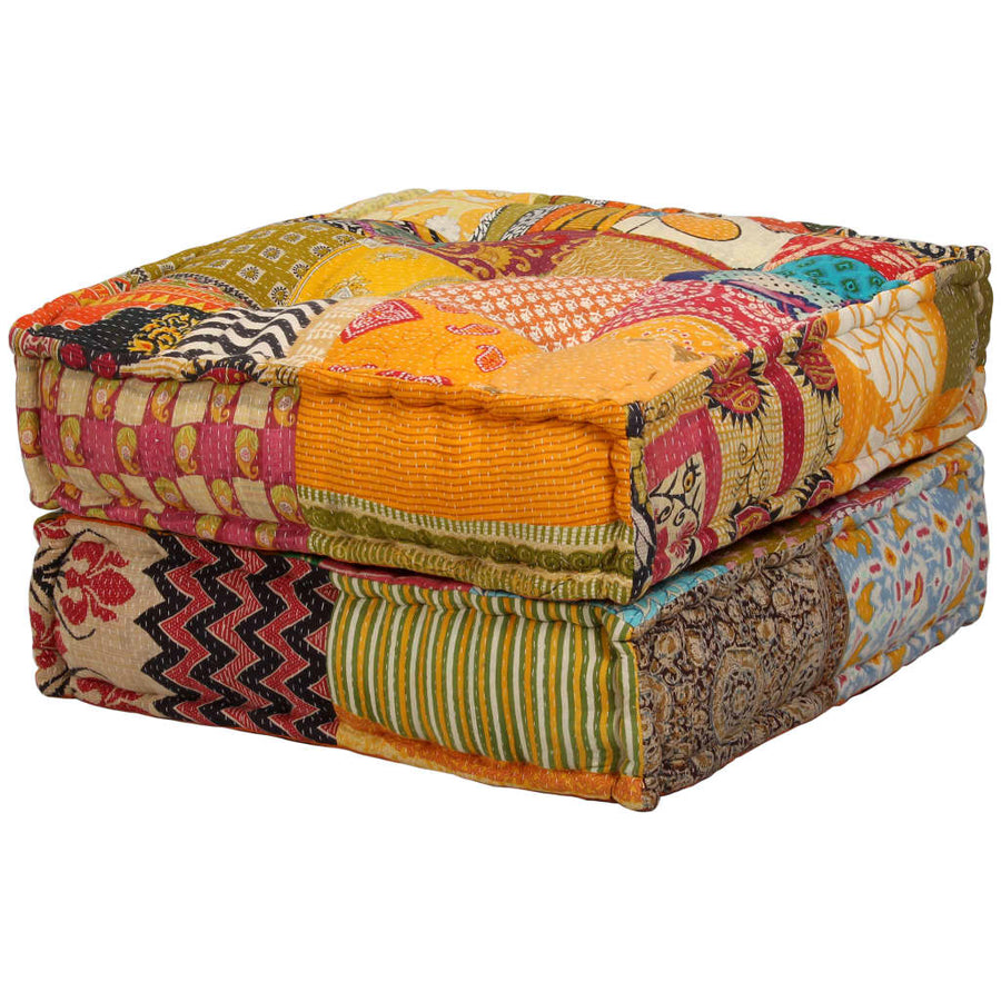 Poef Tweezits Modulair Stof Patchwork 1 Tweezitsbank