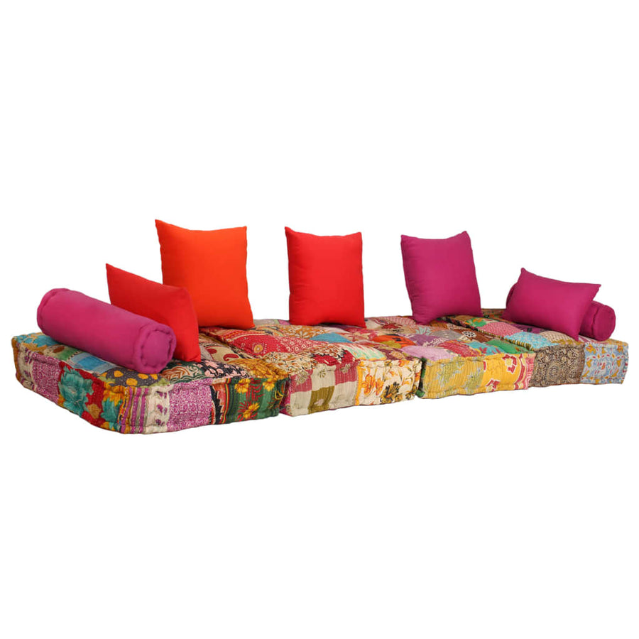 Poef Tweezits Modulair Stof Patchwork 1 Tweezitsbank