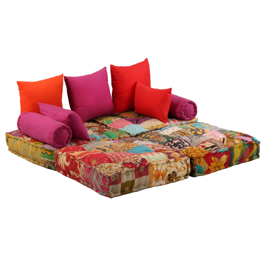 Poef Tweezits Modulair Stof Patchwork 1 Tweezitsbank