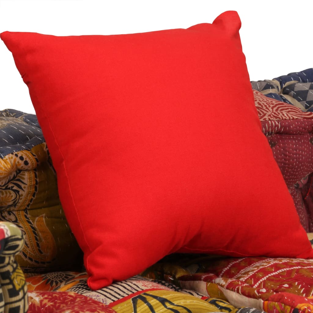 Poef Tweezits Modulair Stof Patchwork Lage tweezitsbank met rugleuning en armleuning