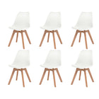 Eetkamerstoelen 6 st kunststof wit kunstlederen kussen