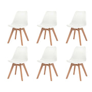 Eetkamerstoelen 6 st kunststof wit kunstlederen kussen