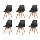 Eetkamerstoelen 6 stuks kunststof zwart massief hout
