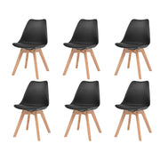 Eetkamerstoelen 6 stuks kunststof zwart massief hout