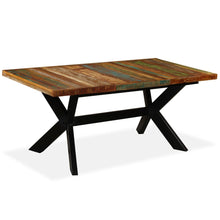 Eettafel 80 Cm Massief Gerecycled Hout En Stalen Kruis 180 x 90 x 76 cm Multikleur