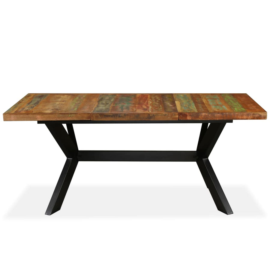 Eettafel 80 Cm Massief Gerecycled Hout En Stalen Kruis 180 x 90 x 76 cm Multikleur