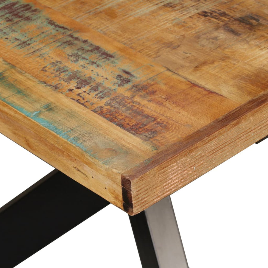 Eettafel 80 Cm Massief Gerecycled Hout En Stalen Kruis 180 x 90 x 76 cm Multikleur