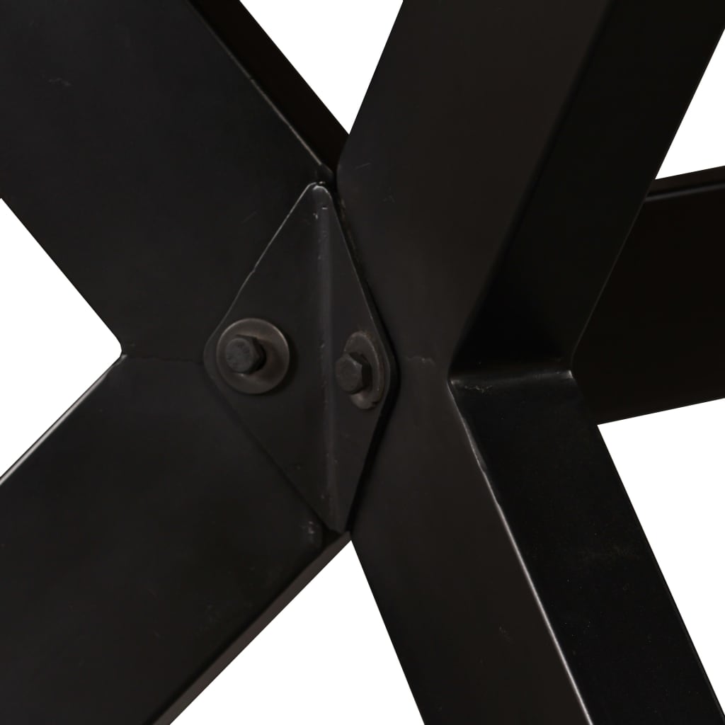 Eettafel 80 Cm Massief Gerecycled Hout En Stalen Kruis 180 x 90 x 76 cm Multikleur
