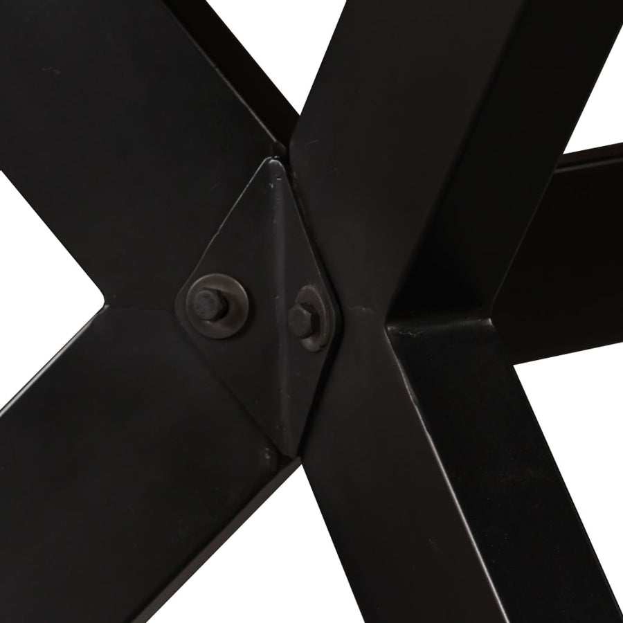 Eettafel 80 Cm Massief Gerecycled Hout En Stalen Kruis 180 x 90 x 76 cm Multikleur