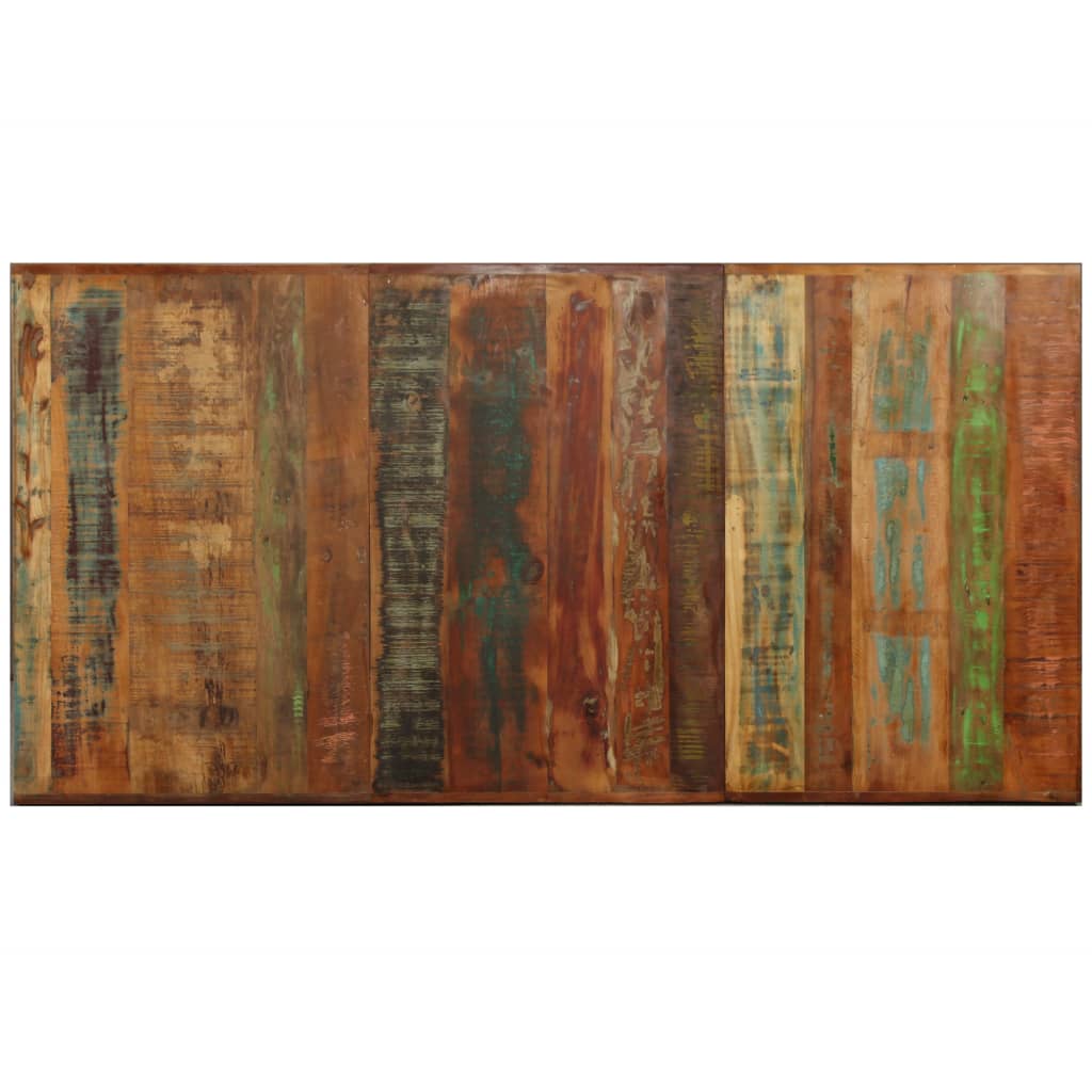 Eettafel 80 Cm Massief Gerecycled Hout En Stalen Kruis 180 x 90 x 76 cm Multikleur
