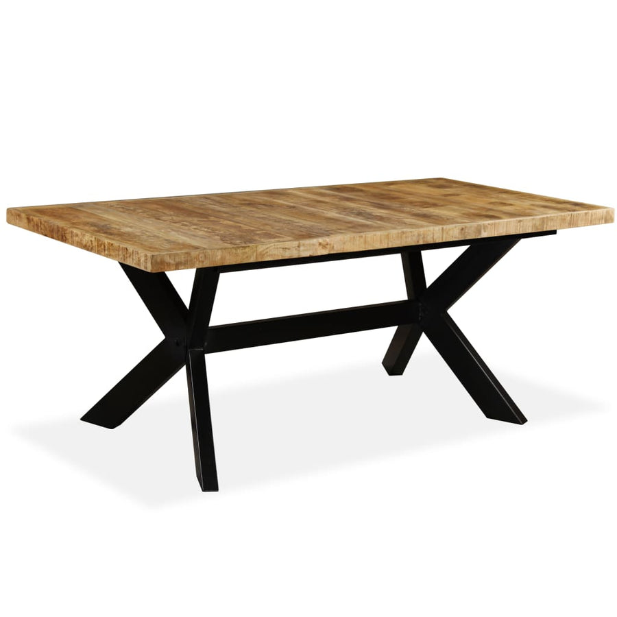 Eettafel 180 cm massief mangohout en stalen kruis 180 x 90 x 76 cm Lichtbruin
