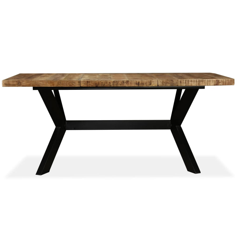 Eettafel 180 cm massief mangohout en stalen kruis 180 x 90 x 76 cm Lichtbruin
