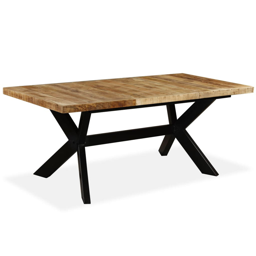 Eettafel 180 cm massief mangohout en stalen kruis 180 x 90 x 76 cm Lichtbruin