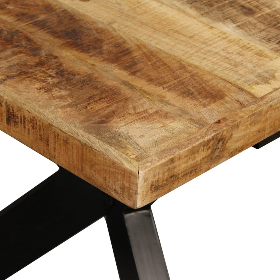 Eettafel 180 cm massief mangohout en stalen kruis 180 x 90 x 76 cm Lichtbruin