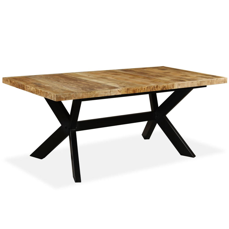 Eettafel 180 cm massief mangohout en stalen kruis 180 x 90 x 76 cm Lichtbruin