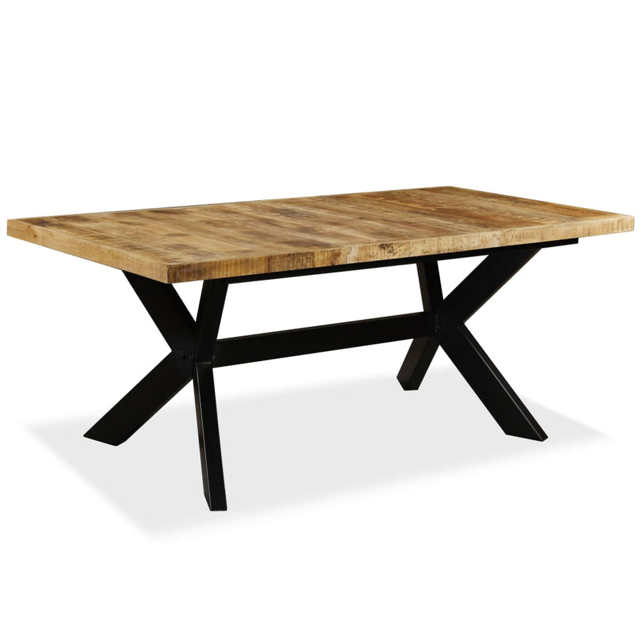 Eettafel 180 cm massief mangohout en stalen kruis 180 x 90 x 76 cm Lichtbruin