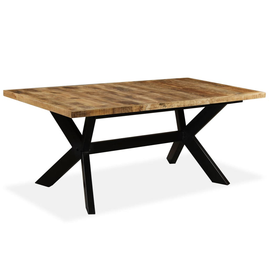 Eettafel 180 cm massief mangohout en stalen kruis 180 x 90 x 76 cm Lichtbruin
