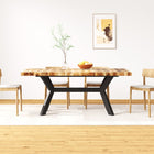 Dining table 180 cm solid mango wood and steel cross
