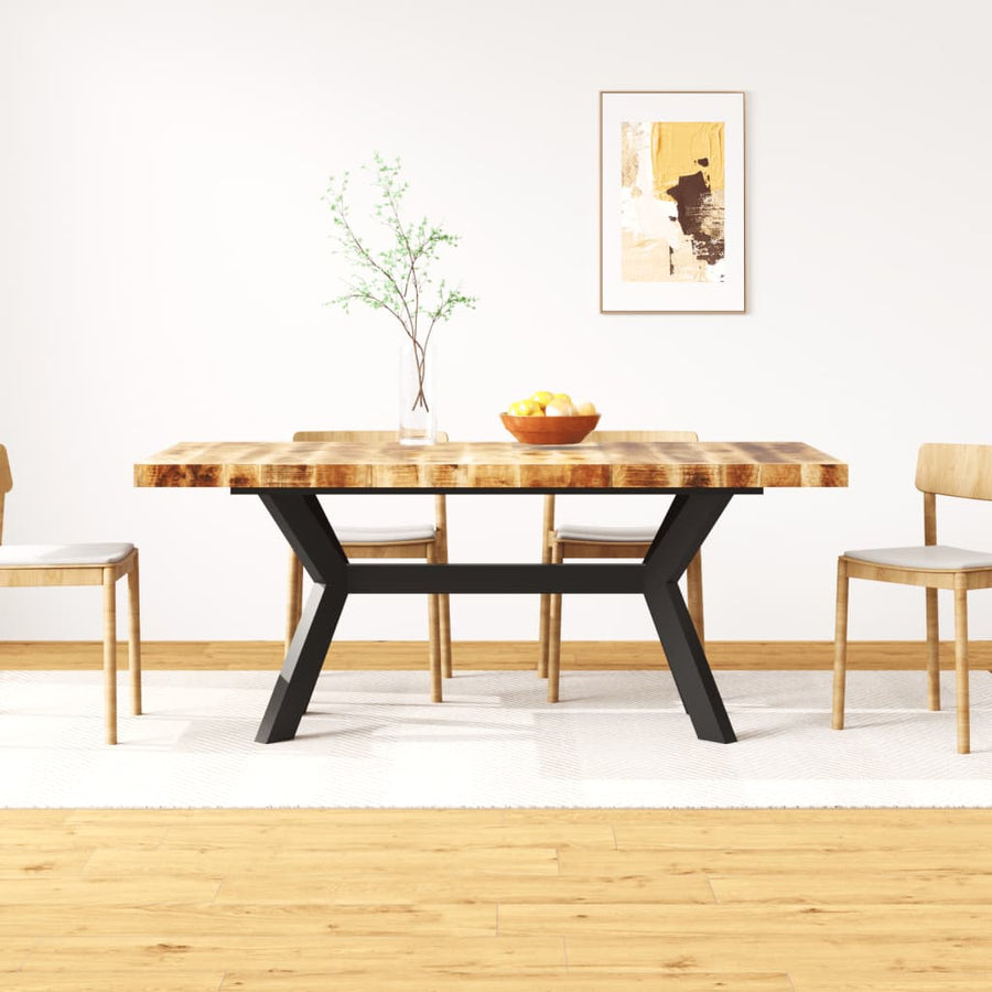 Eettafel 180 cm massief mangohout en stalen kruis 180 x 90 x 76 cm Lichtbruin