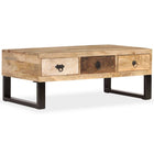 Salontafel 90x50x35 cm massief mangohout 3 lades