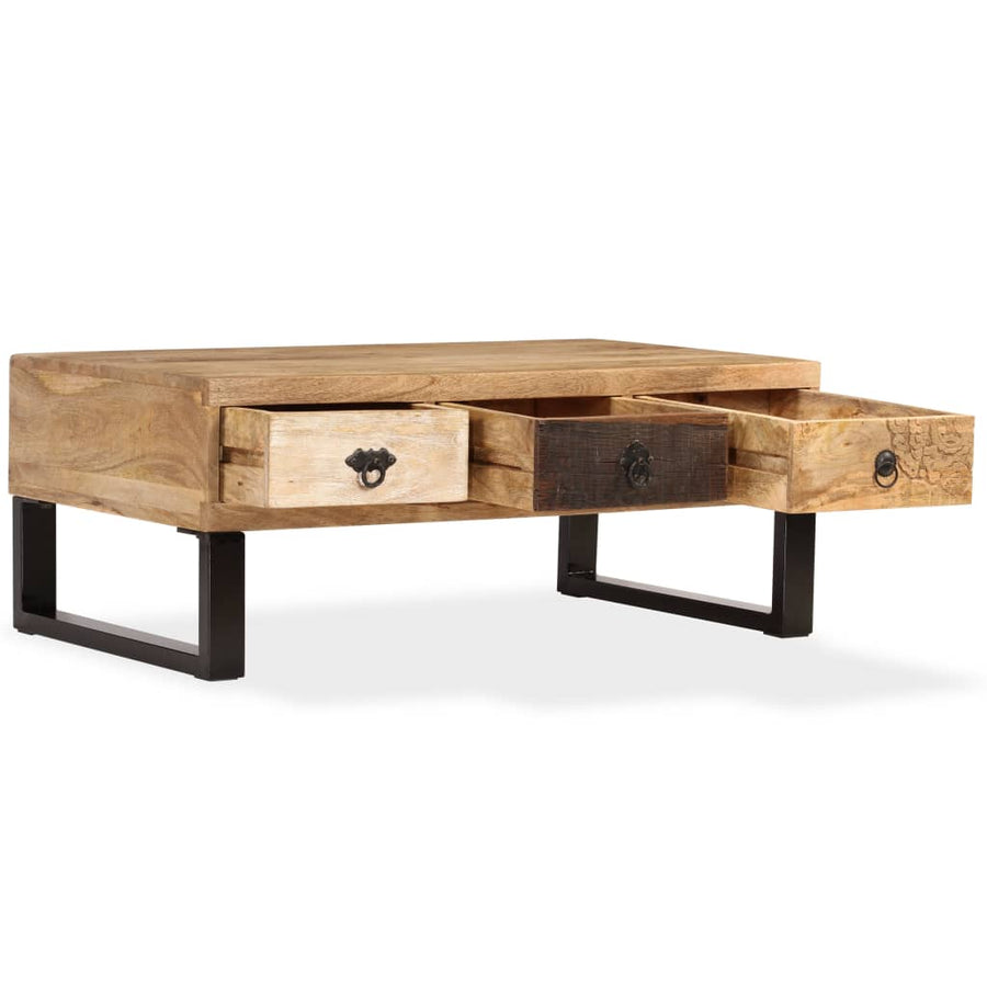 Salontafel met 3 lades 90x50x35 cm massief mangohout