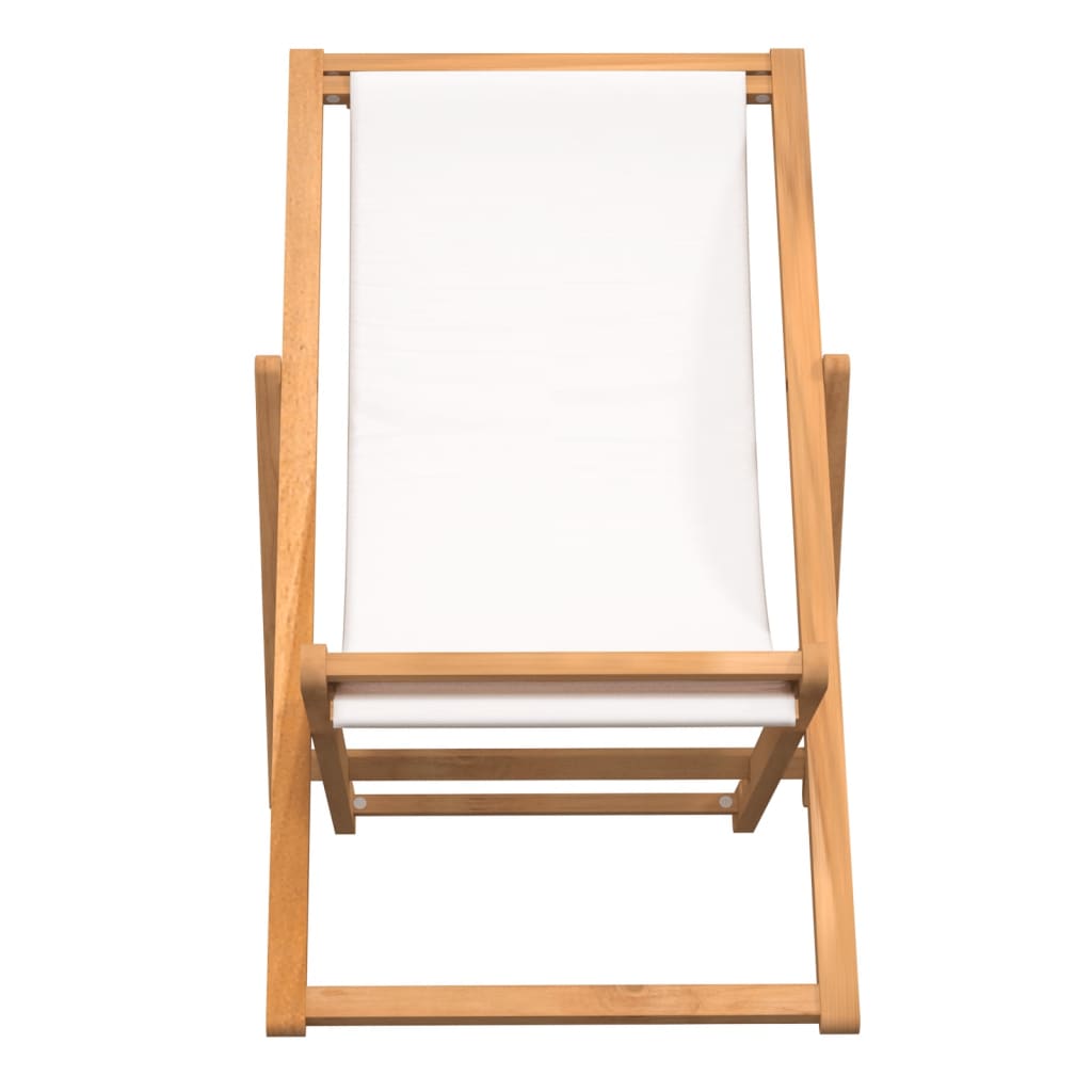 Ligstoel 56X05X96 Cm Teakhout Crème Zonder armleuning