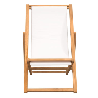Ligstoel 56X05X96 Cm Teakhout Crème Zonder armleuning