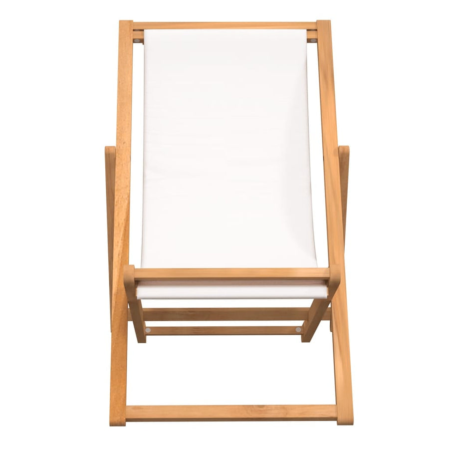 Ligstoel 56X05X96 Cm Teakhout Crème Zonder armleuning