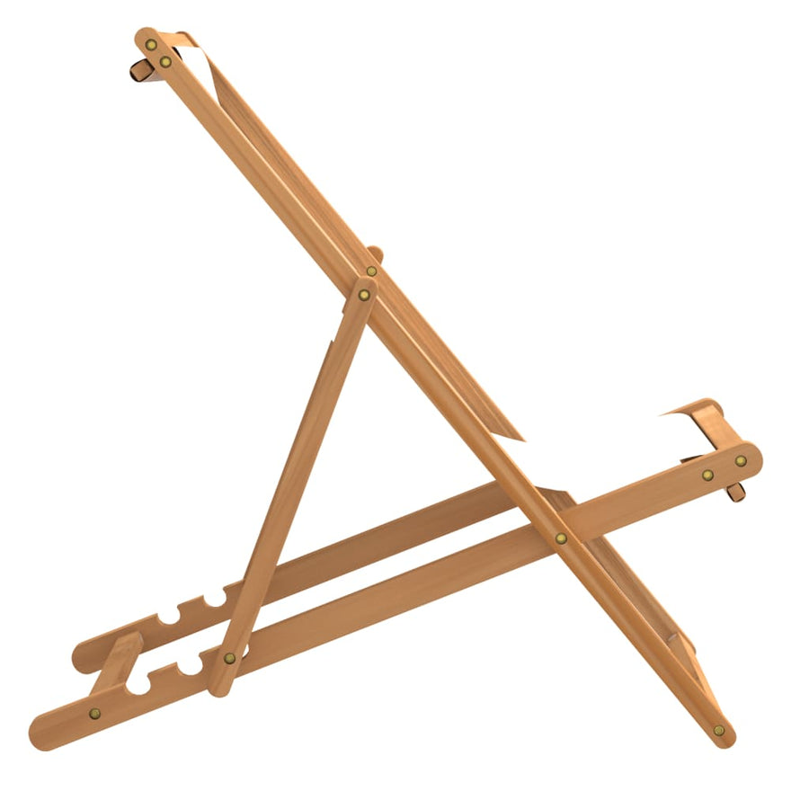Ligstoel 56X05X96 Cm Teakhout Crème Zonder armleuning