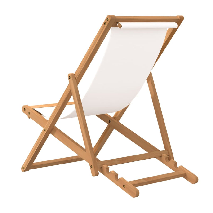 Ligstoel 56X05X96 Cm Teakhout Crème Zonder armleuning