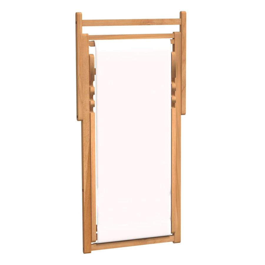 Ligstoel 56X05X96 Cm Teakhout Crème Zonder armleuning