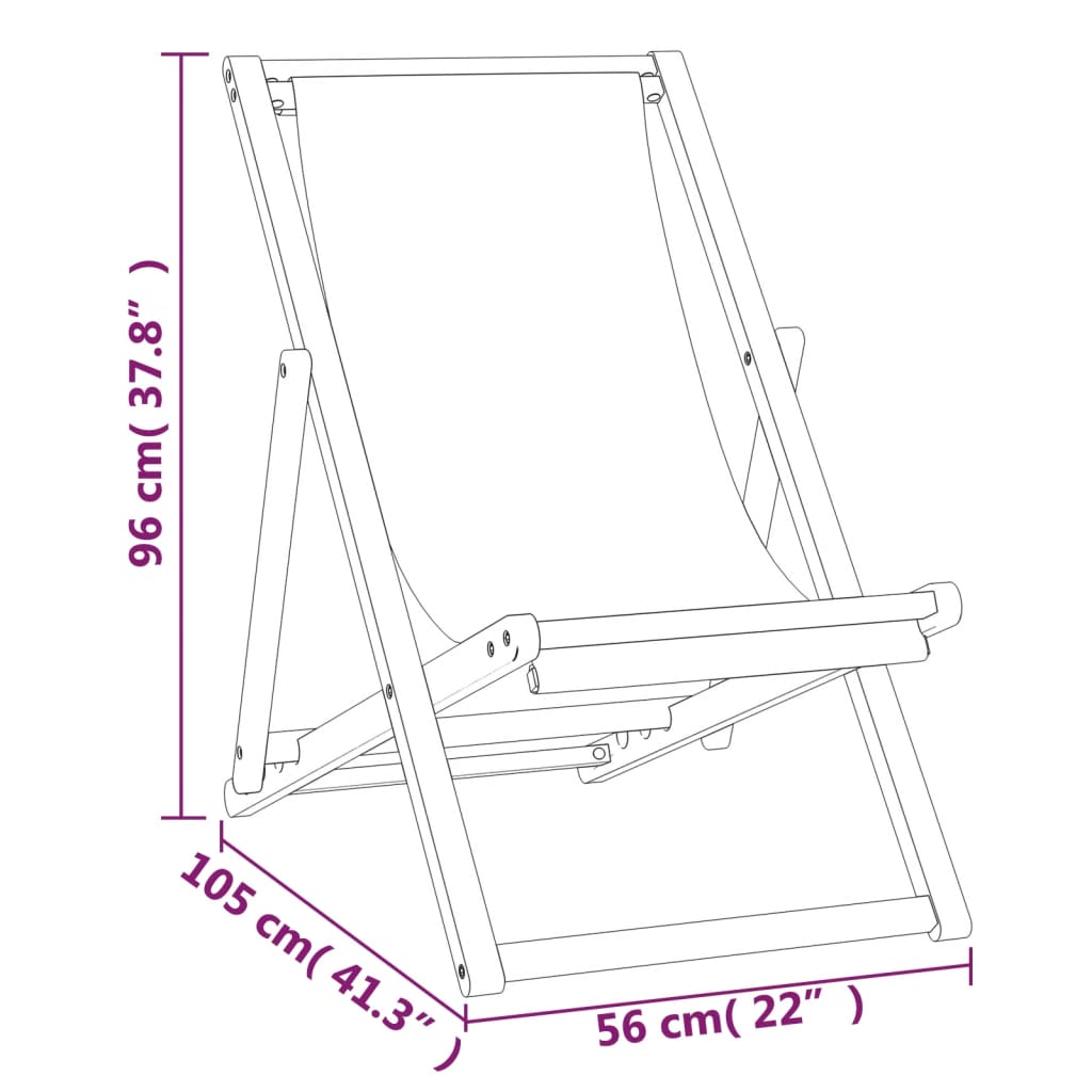 Ligstoel 56X05X96 Cm Teakhout Crème Zonder armleuning