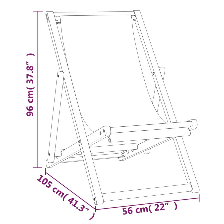 Ligstoel 56X05X96 Cm Teakhout Crème Zonder armleuning