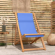 Ligstoel teakhout blauw 56x105x96 cm